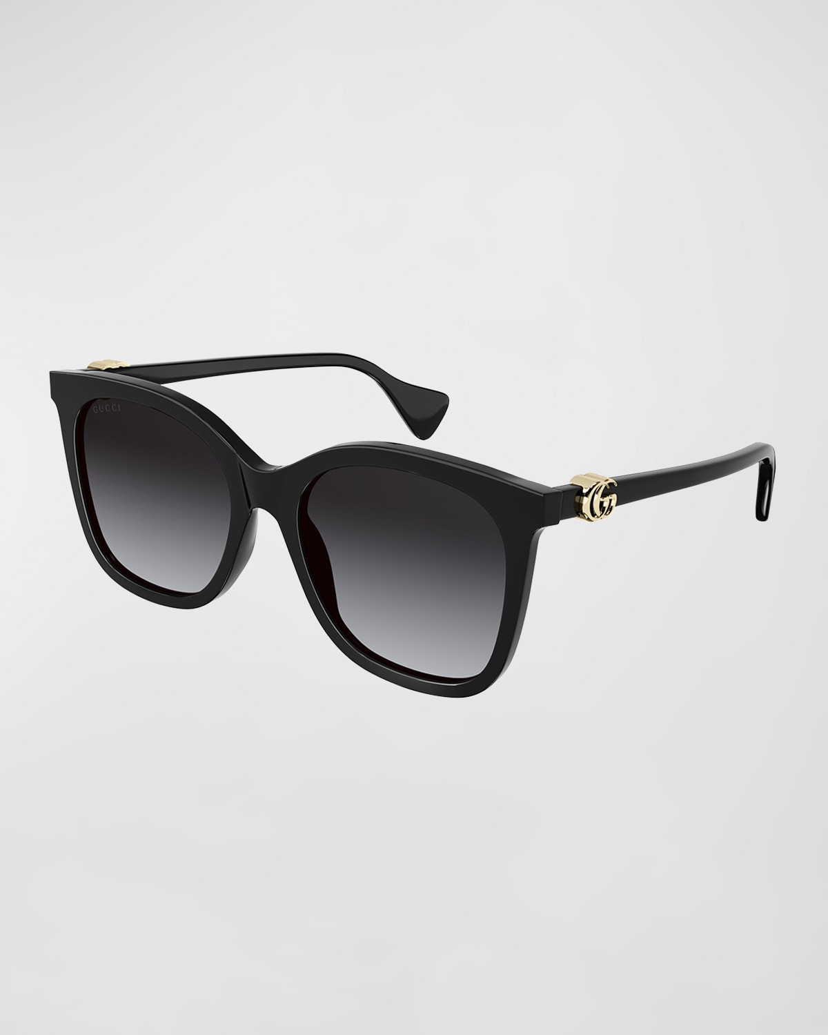 Gucci Interlocking Logo Acetate Cat-eye Sunglasses In 001 Shiny Black