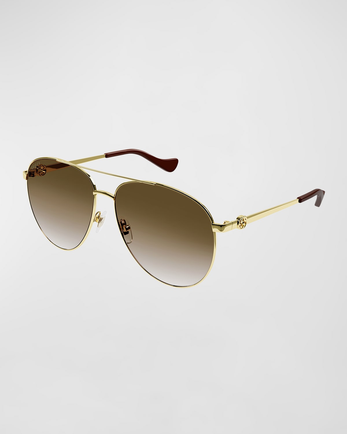 Gucci Gradient Metal & Acetate Aviator Sunglasses In 002 Shiny Endura
