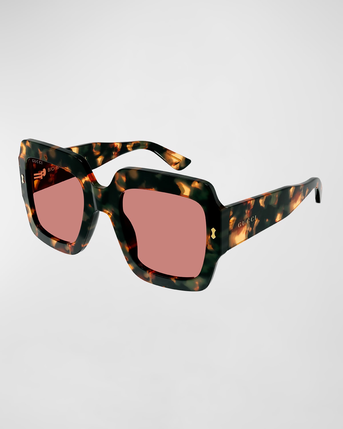 Gucci Gradient Rectangle Acetate Sunglasses In Shiny Green