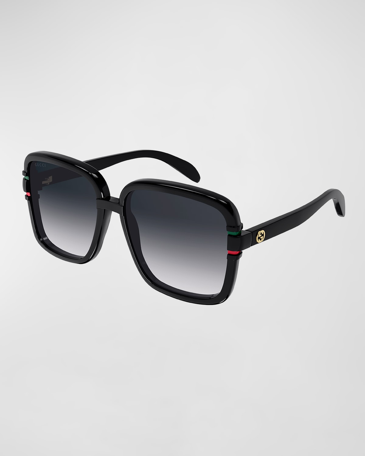 Gucci Wrong Web 59mm Butterfly Sunglasses In Shiny Black