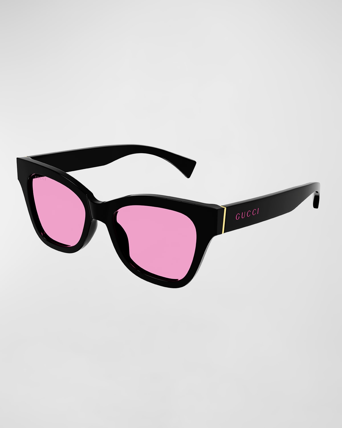 Gucci Logo Injection Plastic Cat-eye Sunglasses In 003 Shiny Black/p