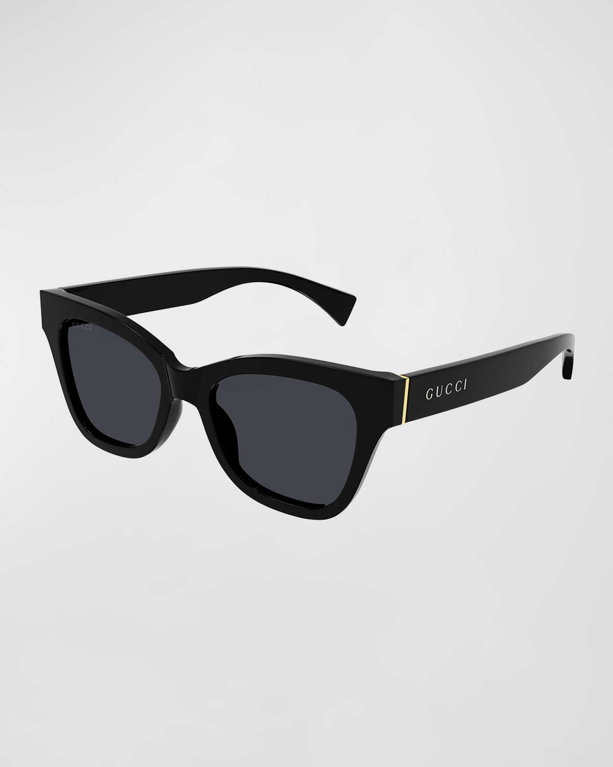 Shop Gucci Logo Injection Plastic Cat-eye Sunglasses In Shiny Black