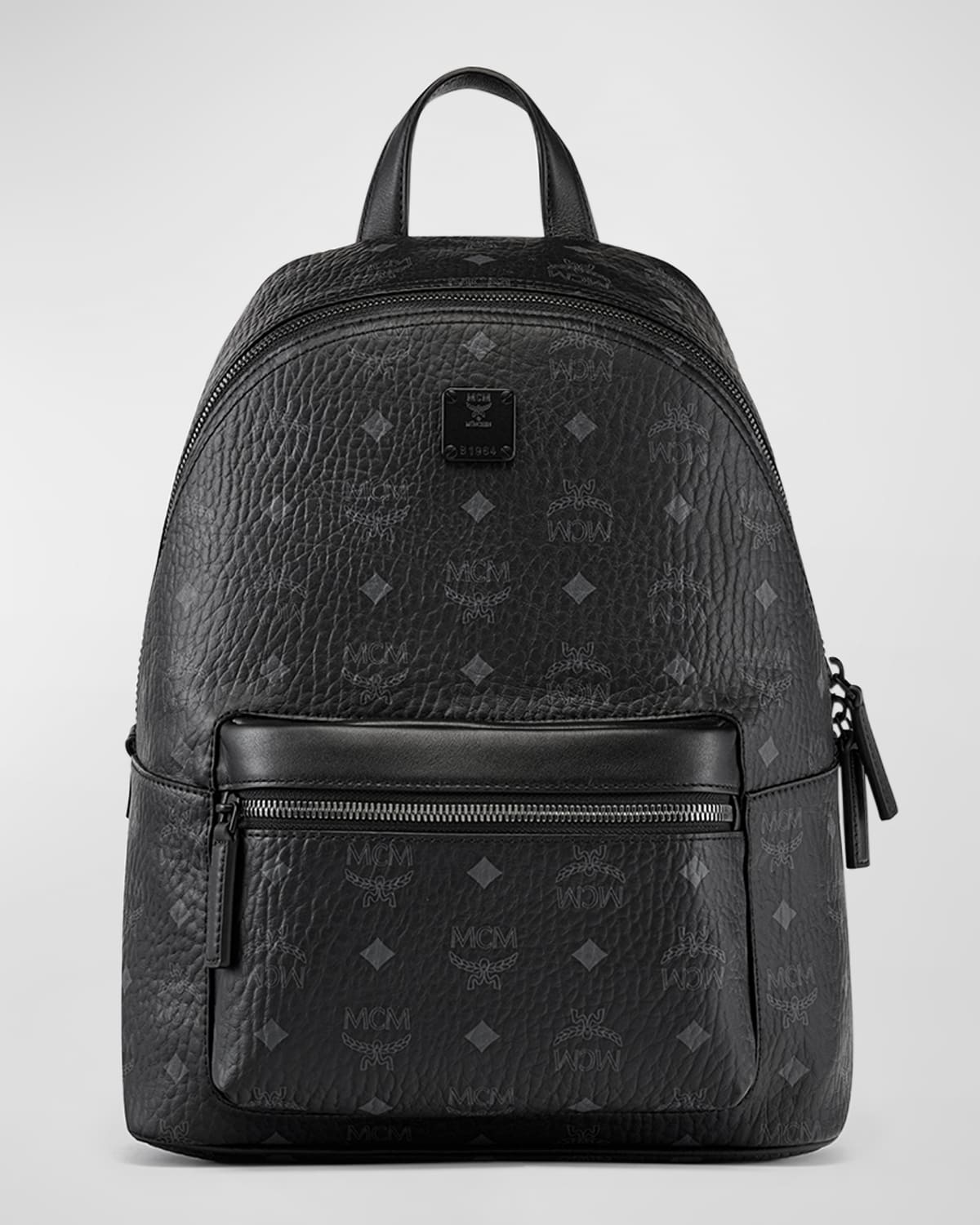 Mcm Medium Stark Monogram-print Backpack In Cognac