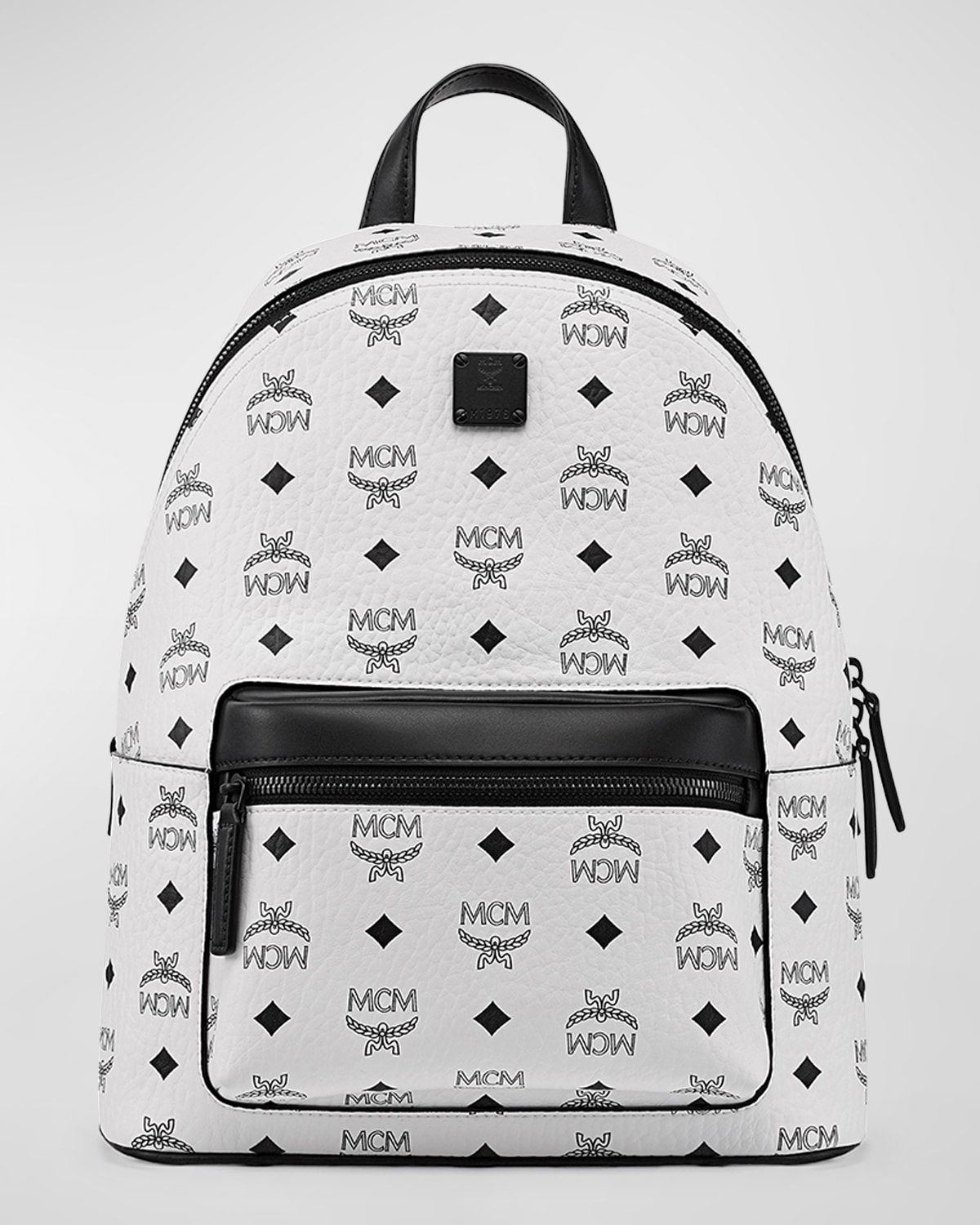 Mcm Stark Small Logo Zip Backpack In White