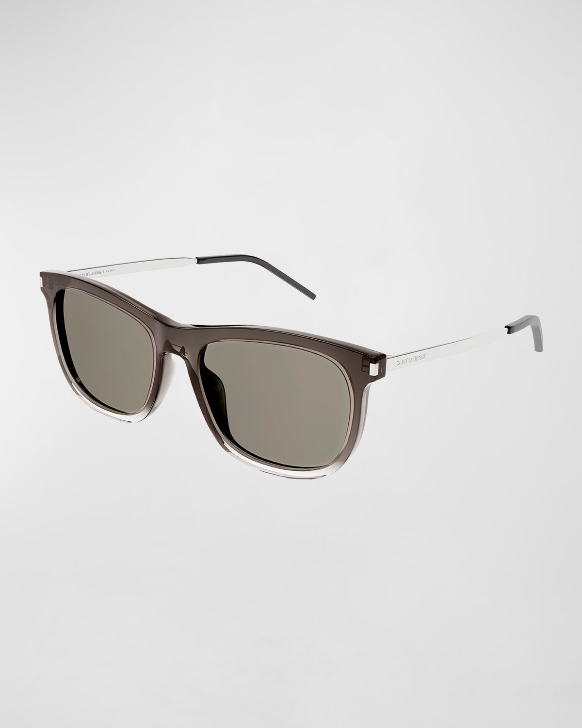 Saint Laurent Men's Full-rim Round Sunglasses In Gray Gradient