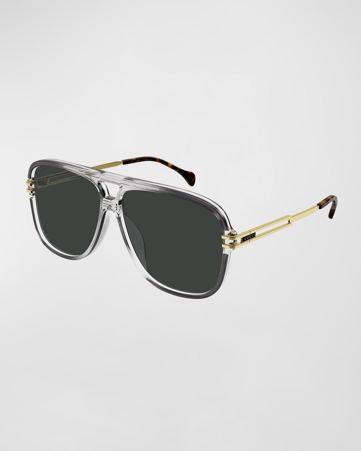 Gucci Men's Acetate Aviator Sunglasses In Gray Gradient