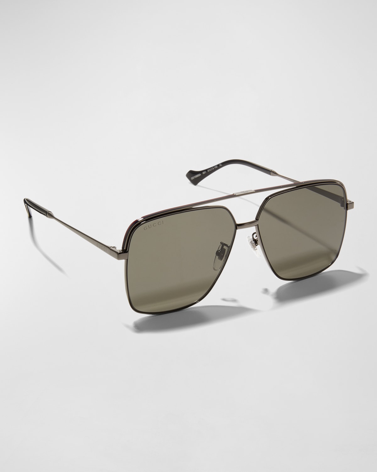 Shop Gucci Men's Metal Aviator Sunglasses In Gray