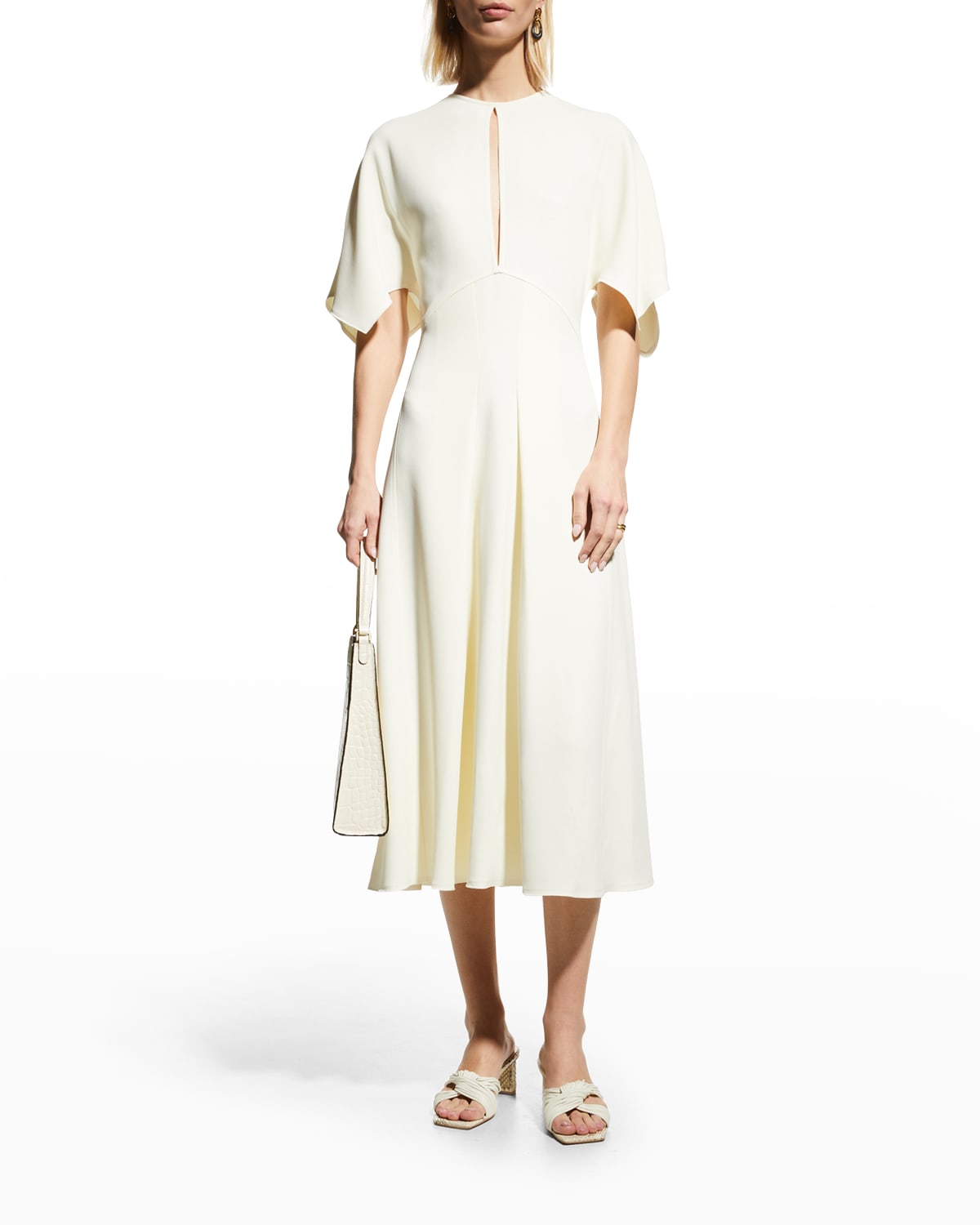 Victoria Beckham Keyhole Draped Sleeve Midi Dress