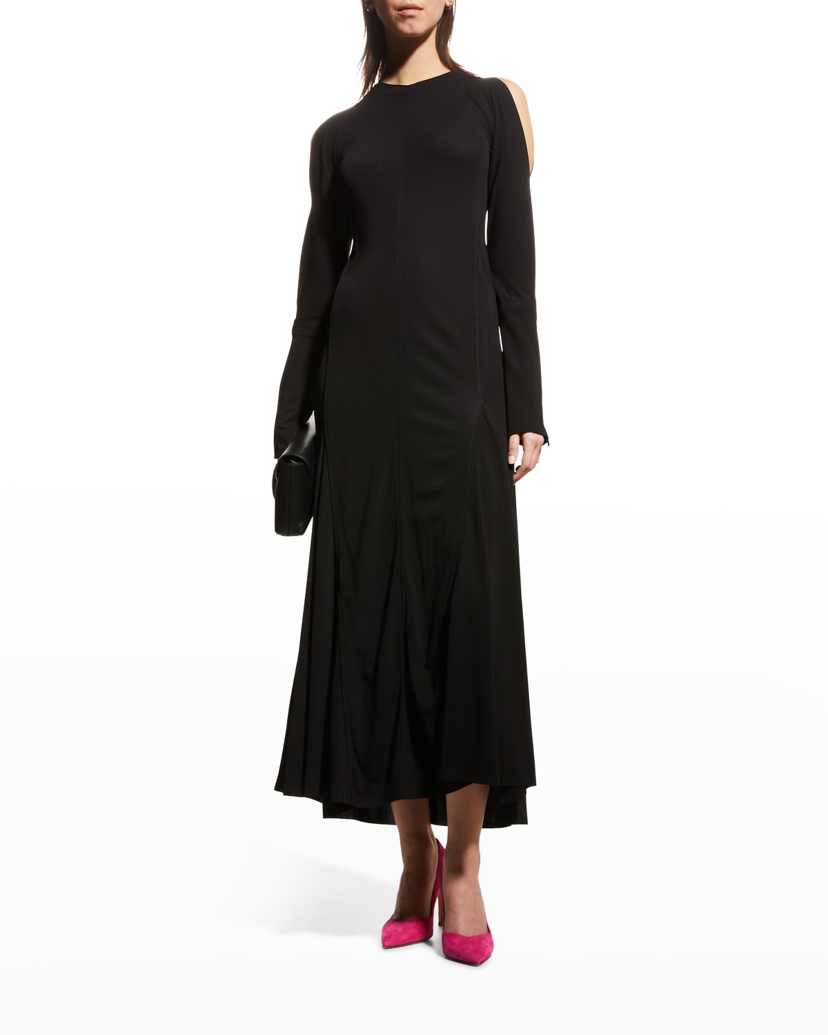 Victoria Beckham Cold-Shoulder Godet Jersey Gown