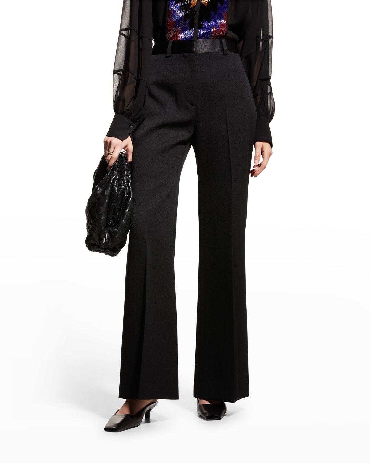 Victoria Beckham High-Rise Wide Flare-Leg Twill Trousers