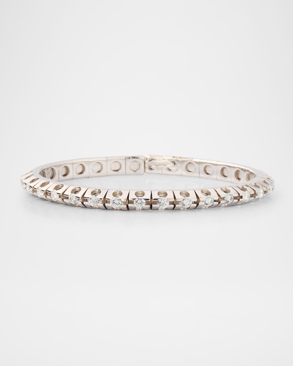 Piranesi 18K White Gold Round Diamond Cuff Bangle Bracelet