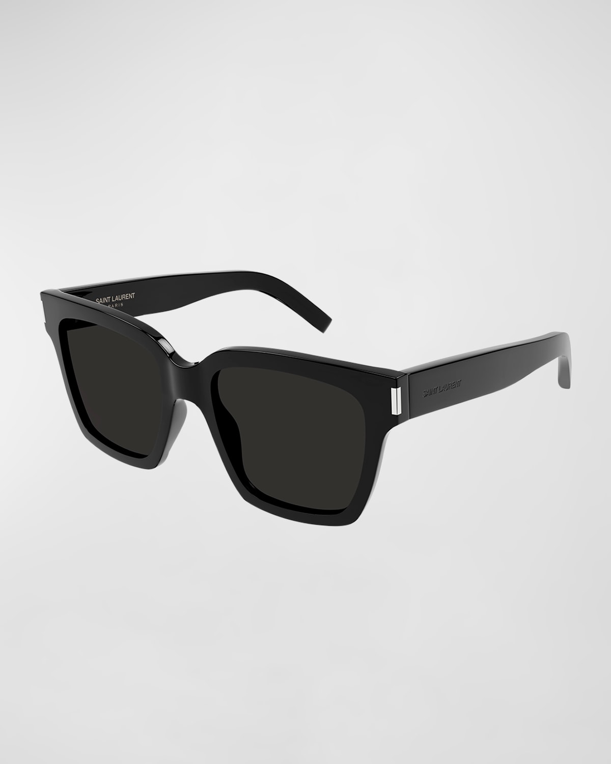 Saint Laurent Rectangle Acetate Sunglasses In Shiny Black