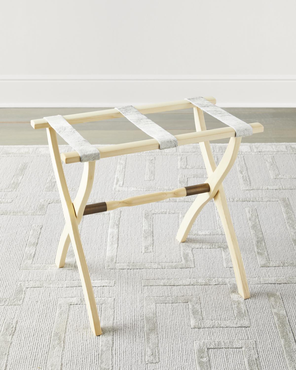 Gate House Furniture Wood Contour Leg Luggage Rack With Metal Accents ...