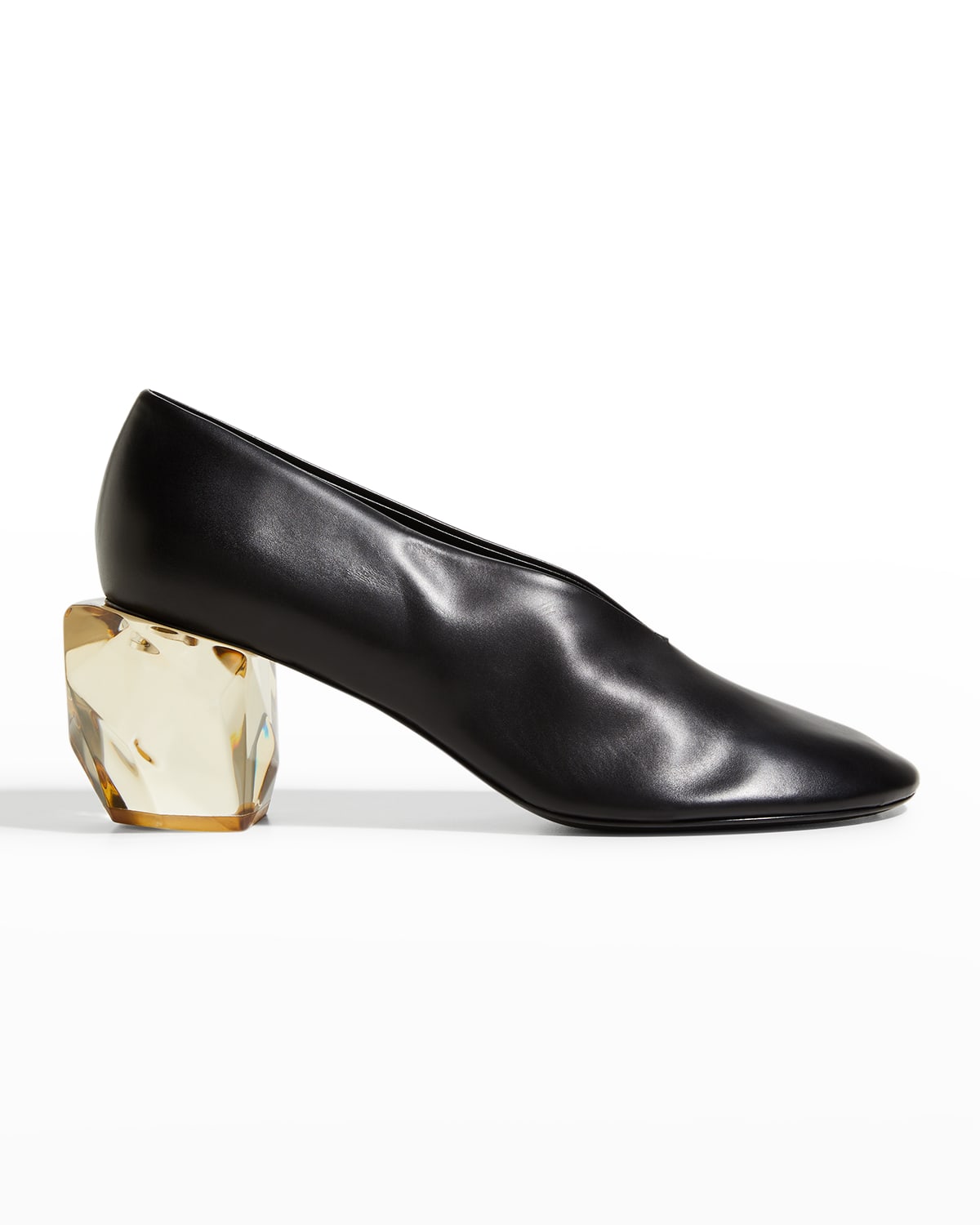 Jil Sander Perspex Block Heel Round-toe Pumps In Black
