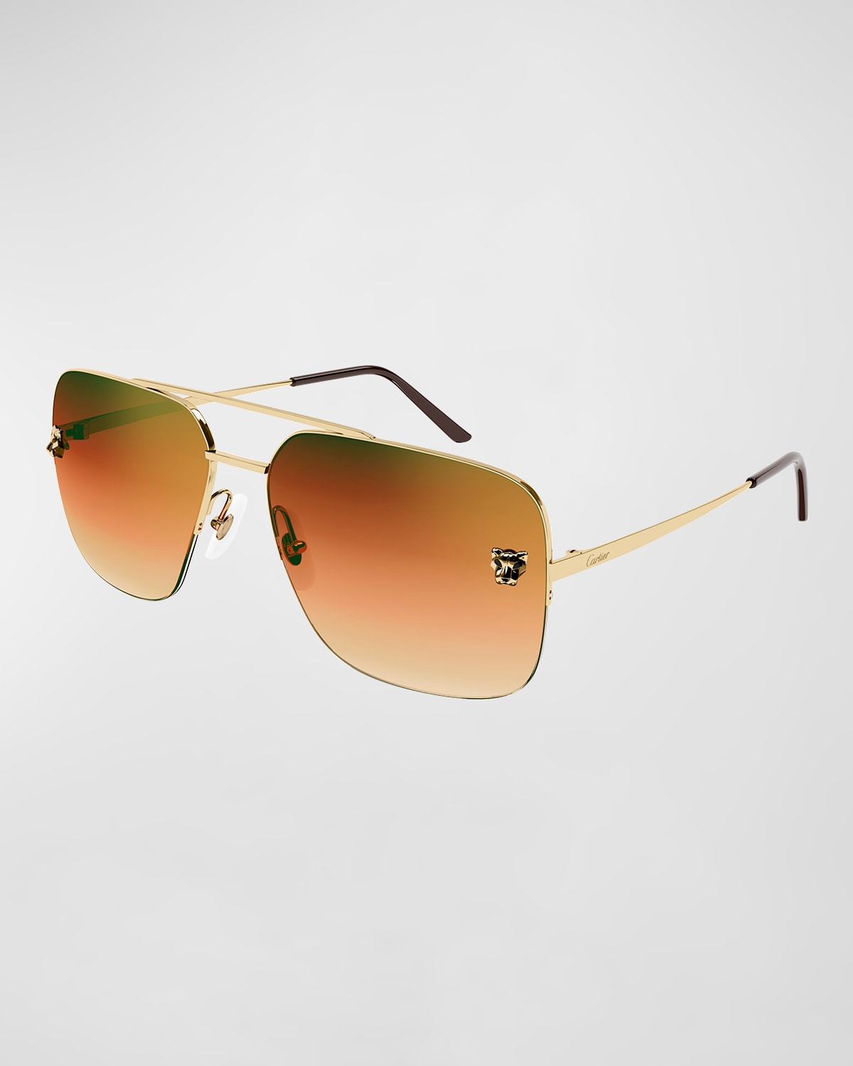 Shop Cartier Men's Panthére Aviator Sunglasses In Gold