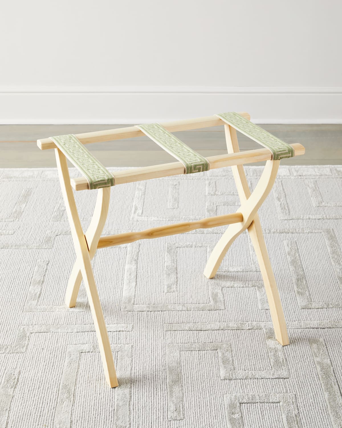 Gate House Furniture Greek Key Straps Luggage Rack In Natural/sage