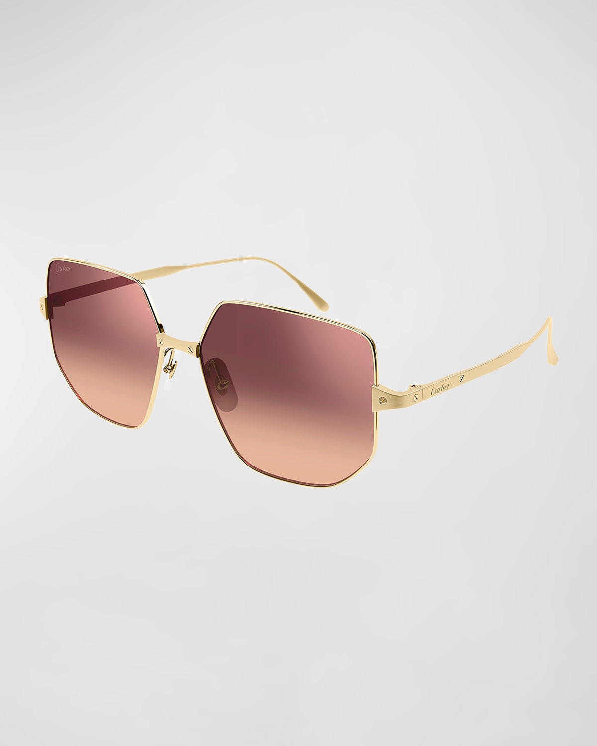 Cartier Oversized Square Metal Sunglasses In 003 Golden/red