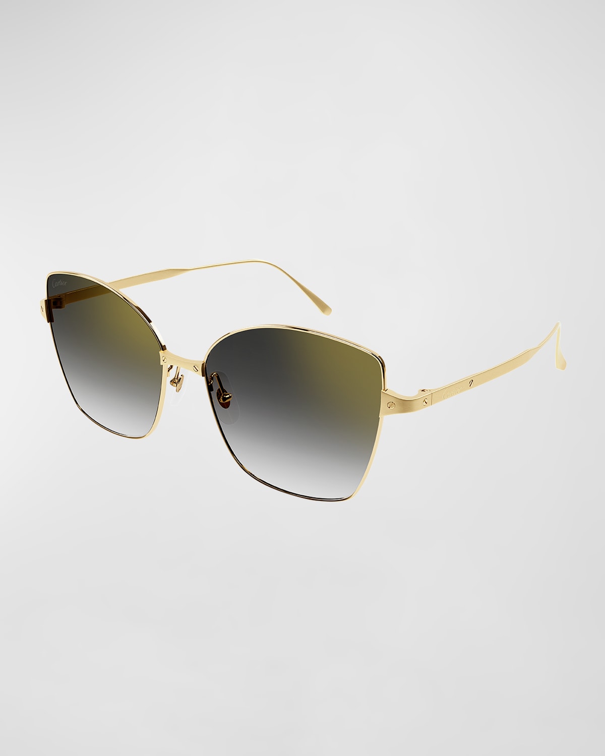 Cartier Metal Cat-eye Sunglasses In 001 Golden/grey