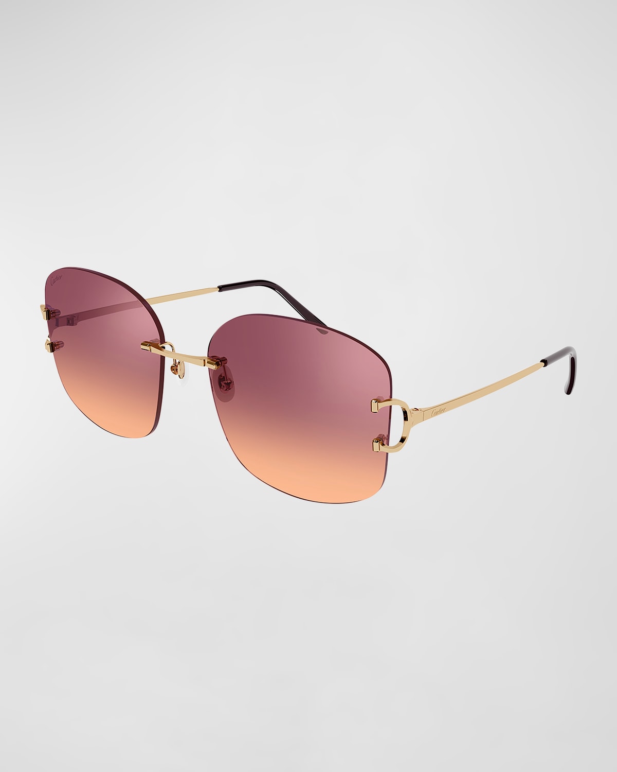 Cartier Rimless Round Metal & Acetate Sunglasses In 002 Golden