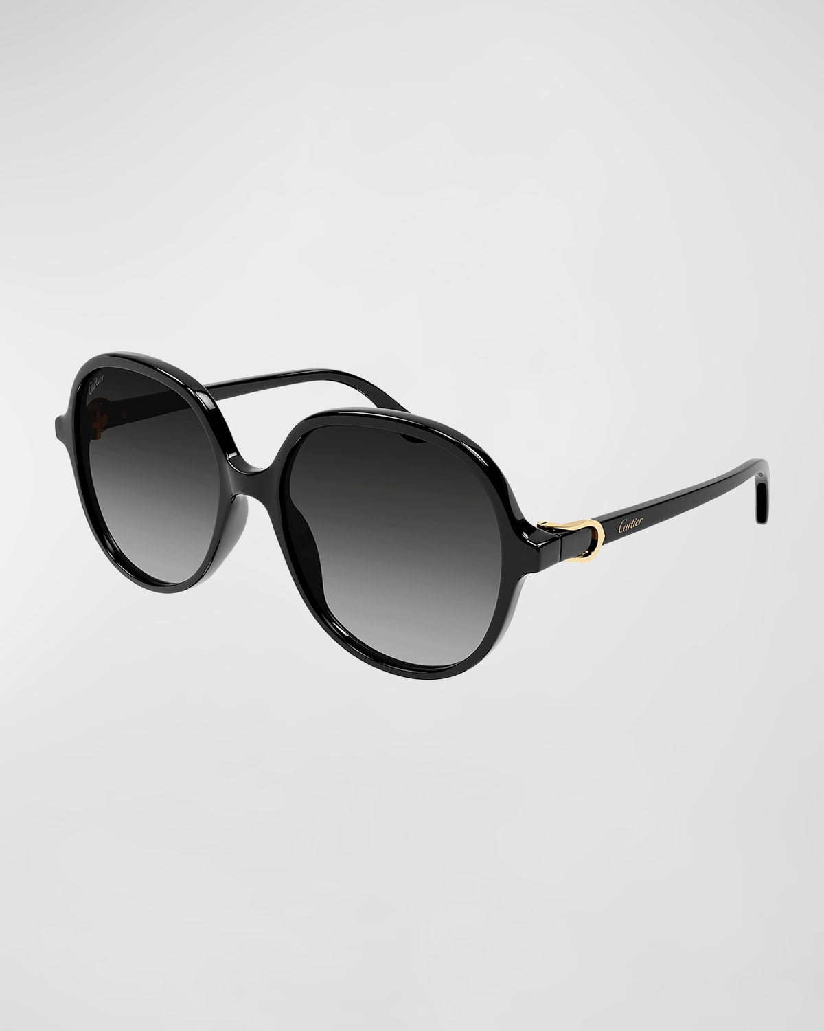 Cartier Logo Round Acetate Sunglasses In Black