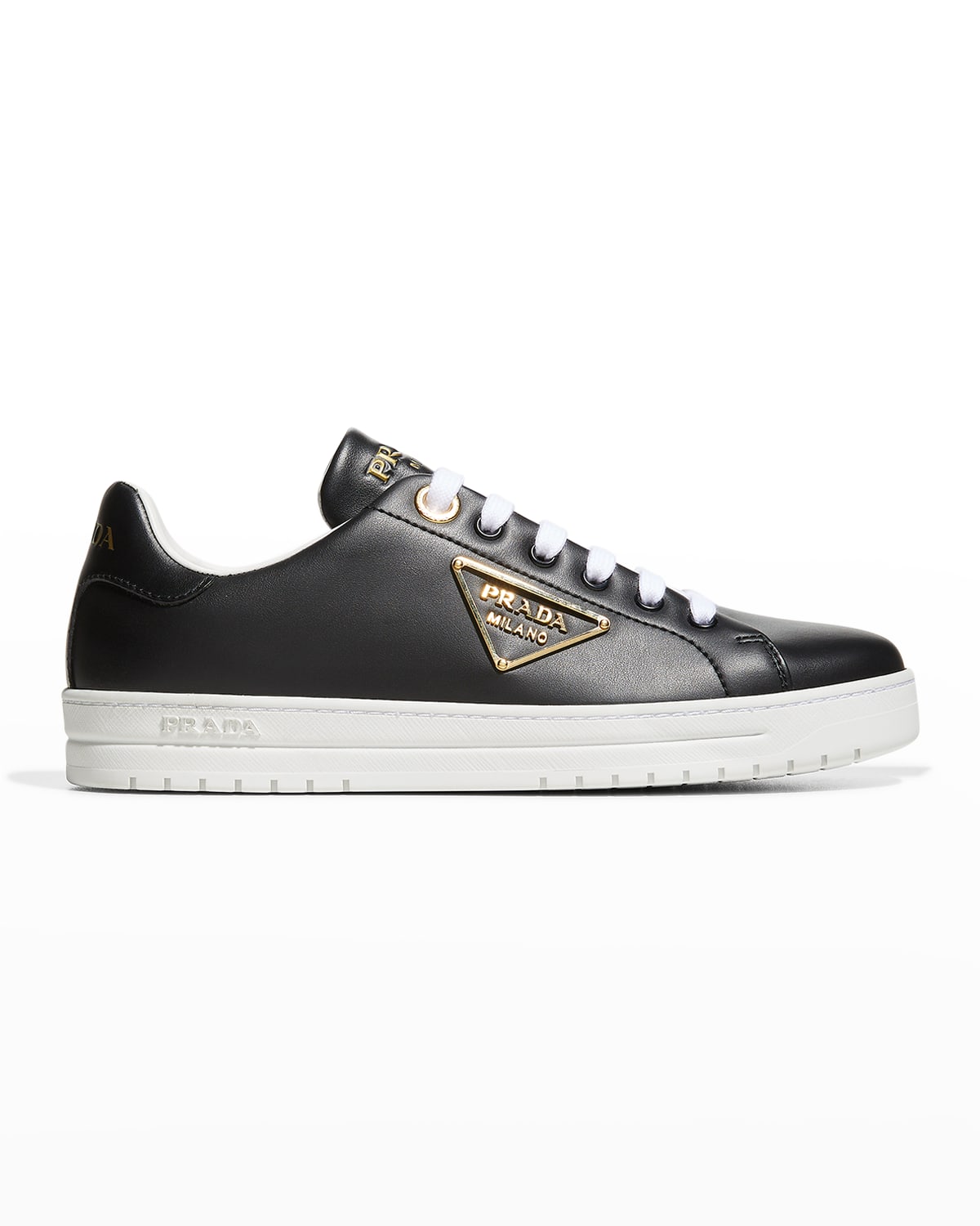 Downtown Leather Tonal Sneakers With Metal Logo