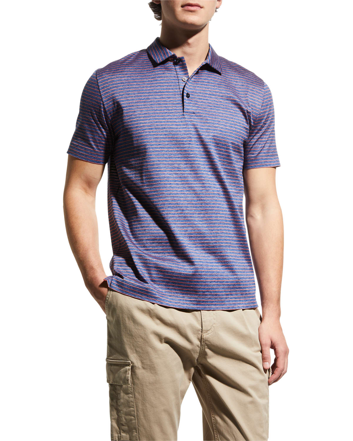 Canali Men's Striped Polo Shirt