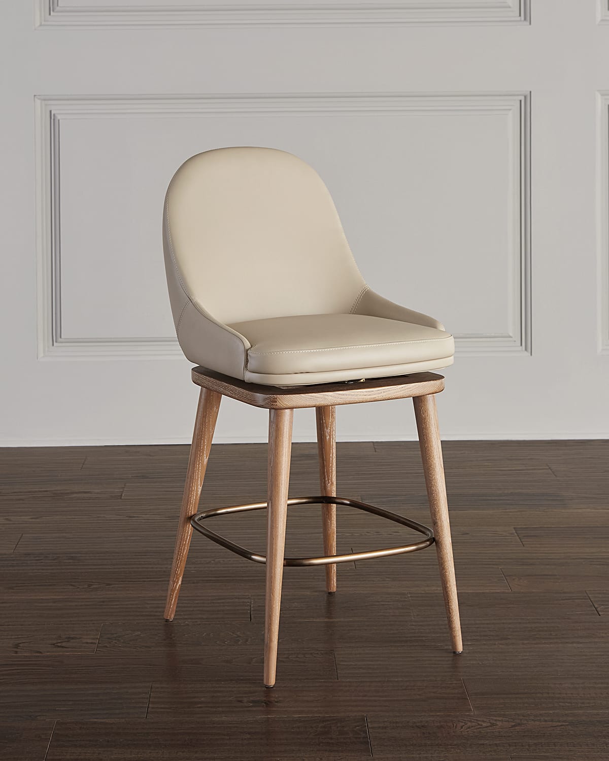 Interlude Home Harper Swivel Counter Stool, 26" In Cream Latte