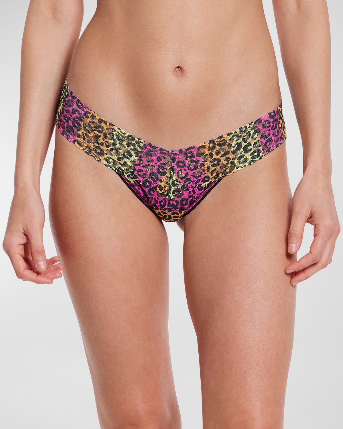 Shop Hanky Panky Printed Low-rise Signature Lace Thong In Its Electric
