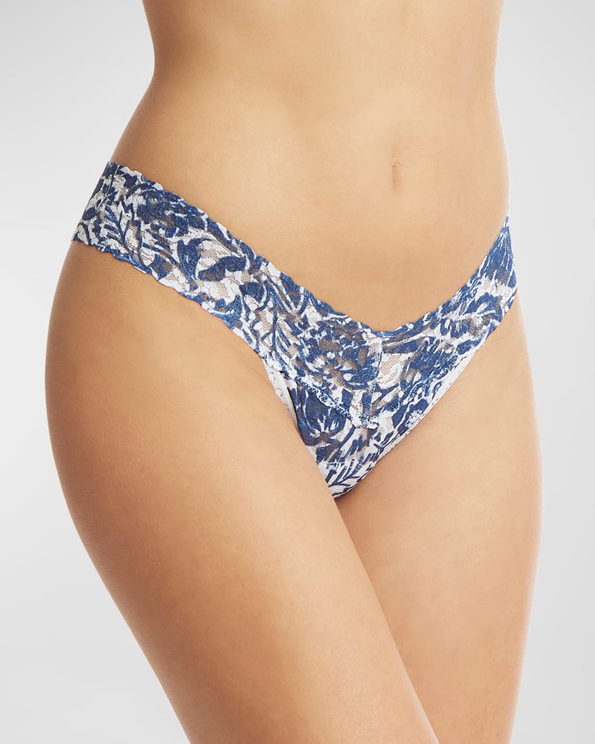Shop Hanky Panky Printed Low-rise Signature Lace Thong In Sketchbook Floral