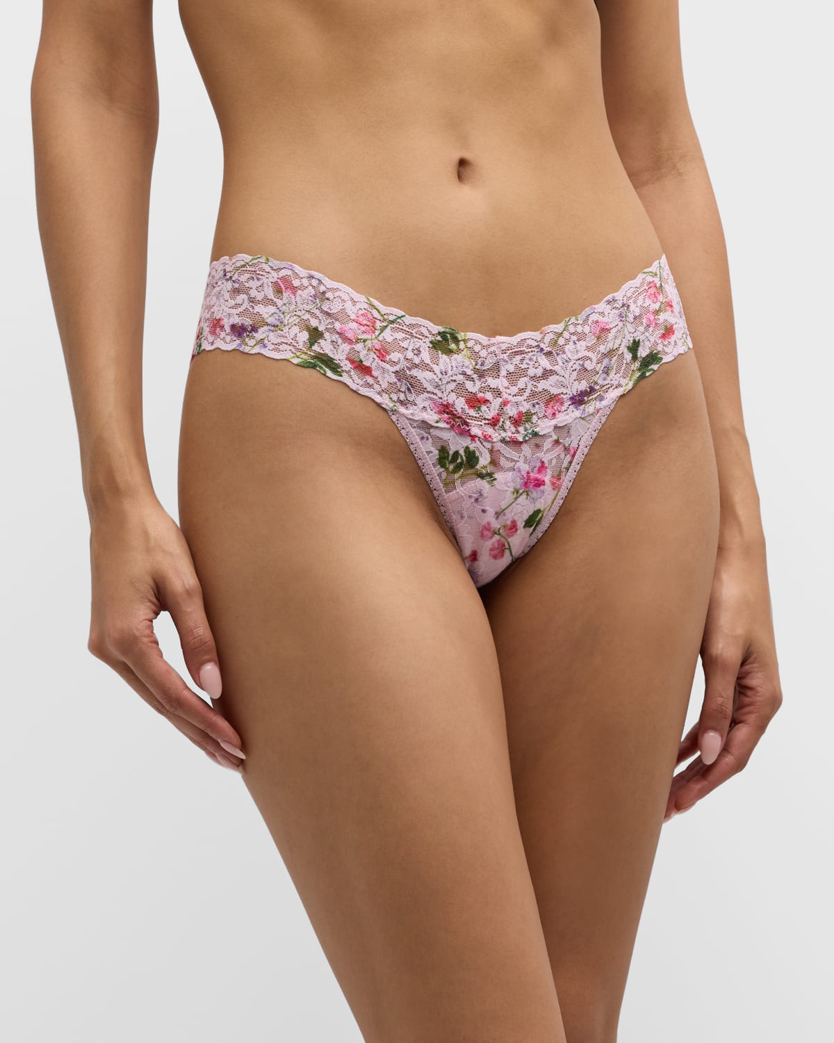 Hanky Panky Printed Low-rise Signature Lace Thong In Purple