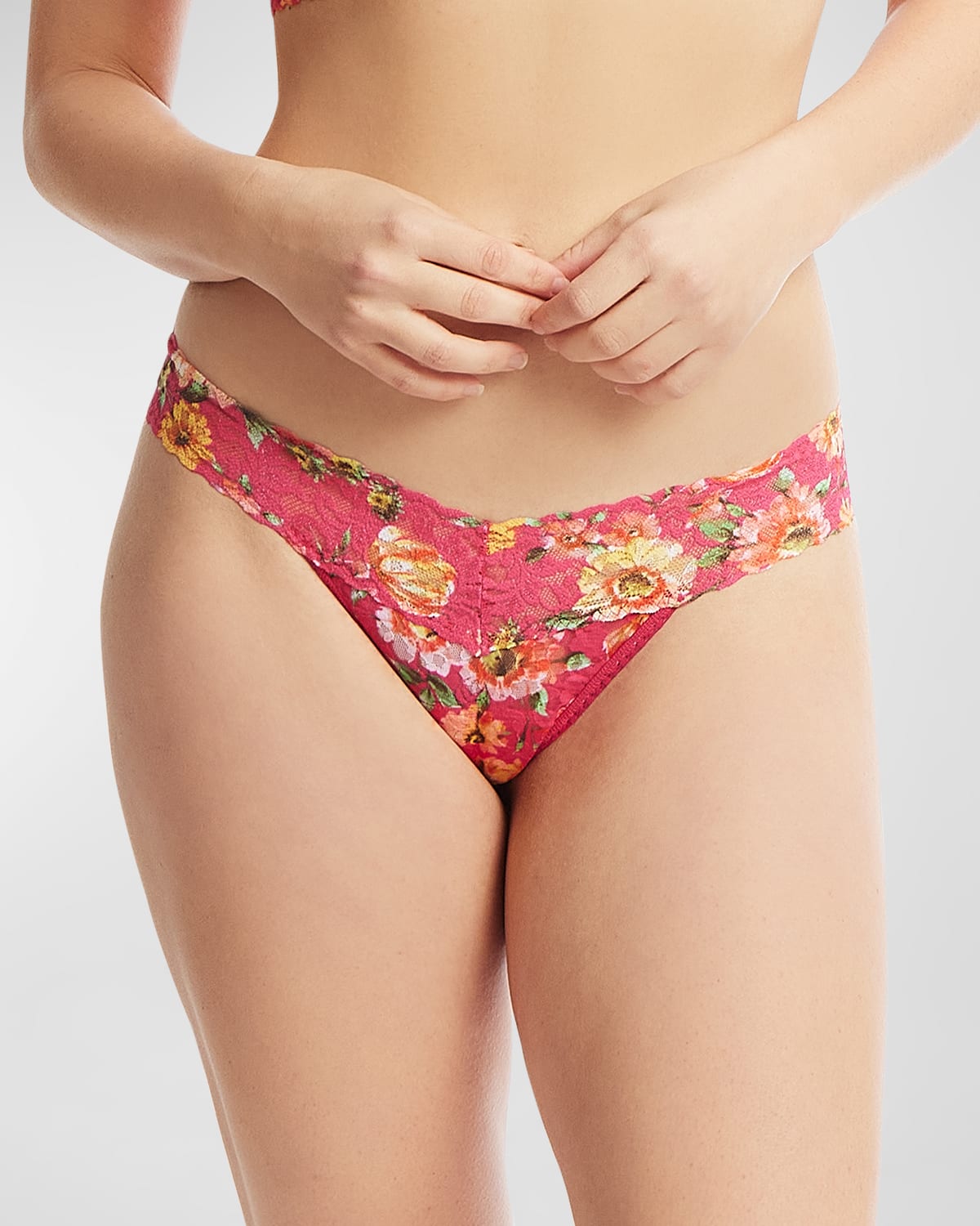 Printed Low-Rise Signature Lace Thong