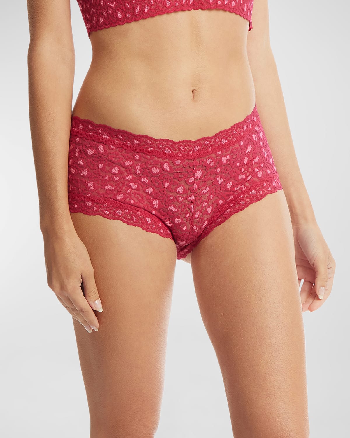 Hanky Panky Cross Dyed Leopard Boyshort Berry Sangria In Berry Sangria-pin