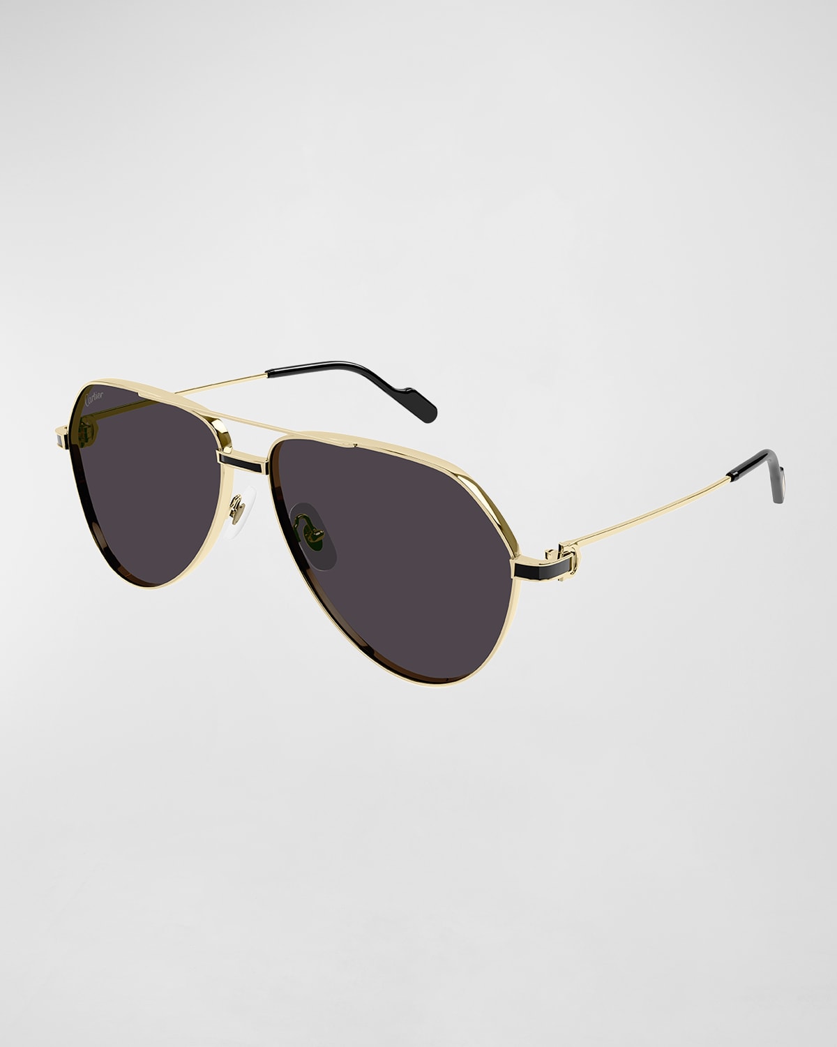 Cartier 61mm Aviator Sunglasses In Gold/grey