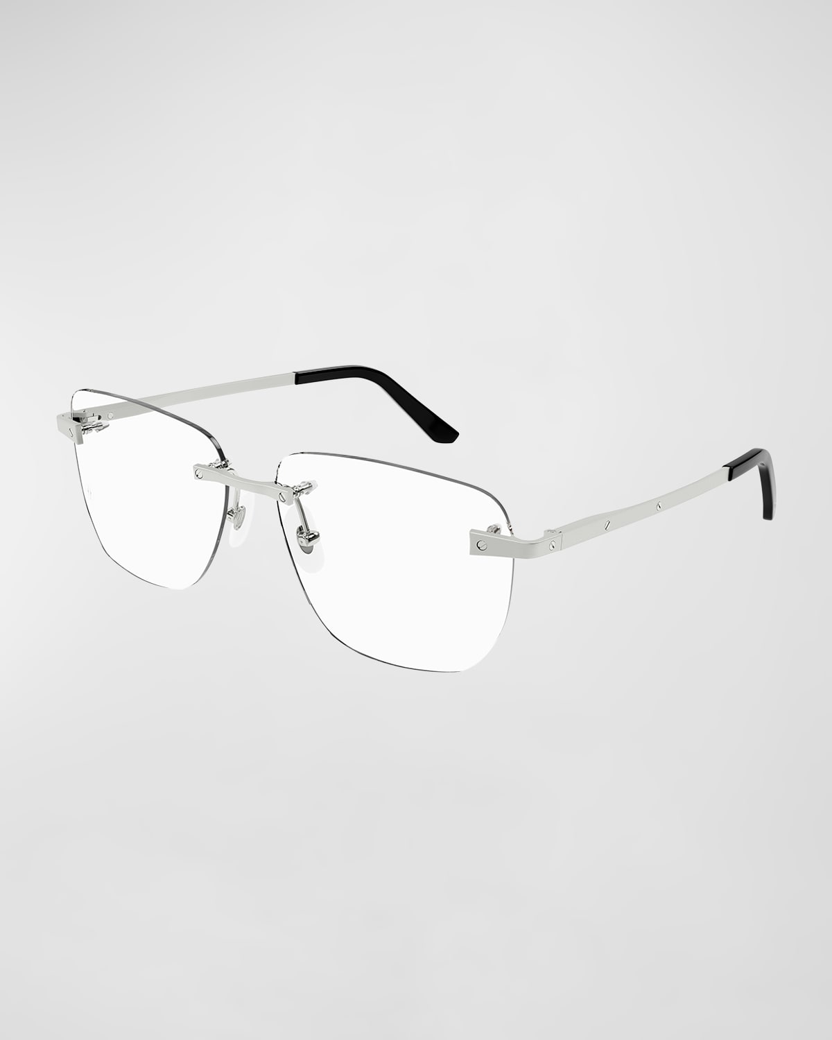 Cartier Men's Rimless Metal Optical Glasses In 002 Silver Silver Transparent