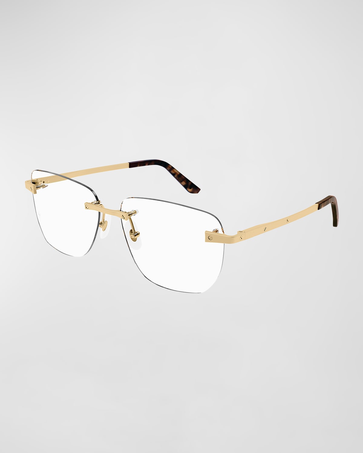 Cartier 24k Gold Rimless Square Optical Lenses, 58mm