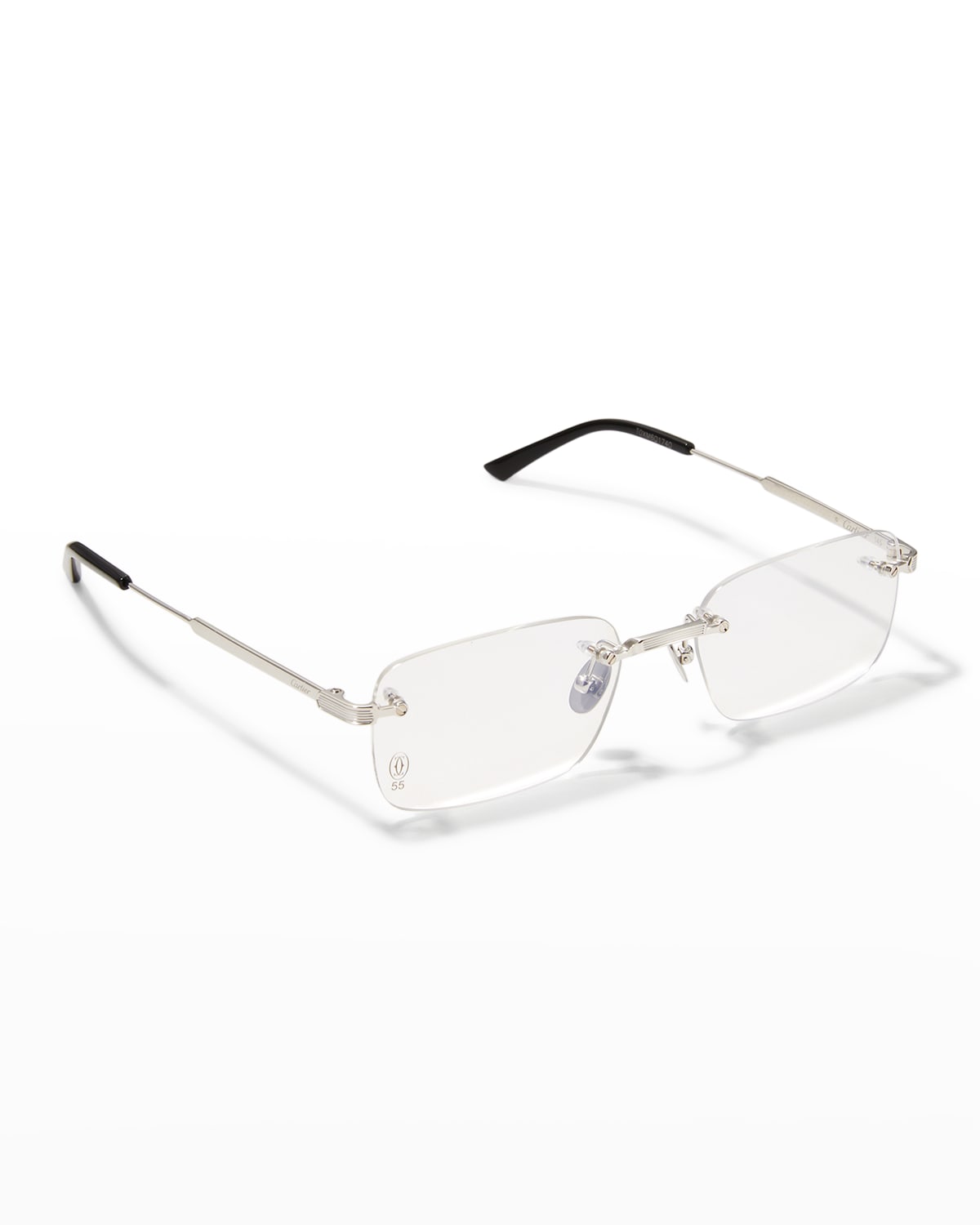 Cartier Men's Rectangle Titanium Optical Glasses In Platinum