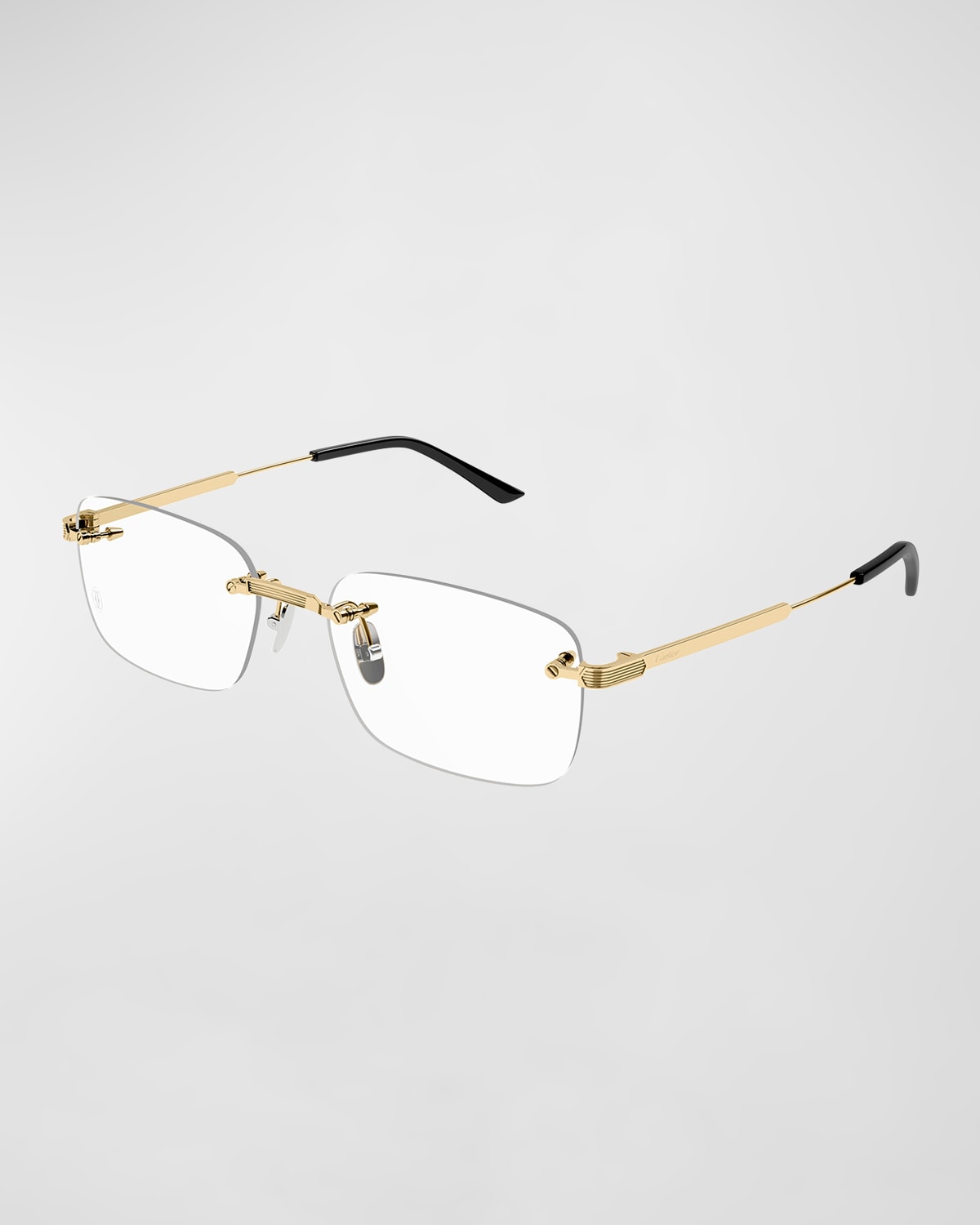 Shop Cartier Men's Rectangle Titanium Optical Glasses In Gold