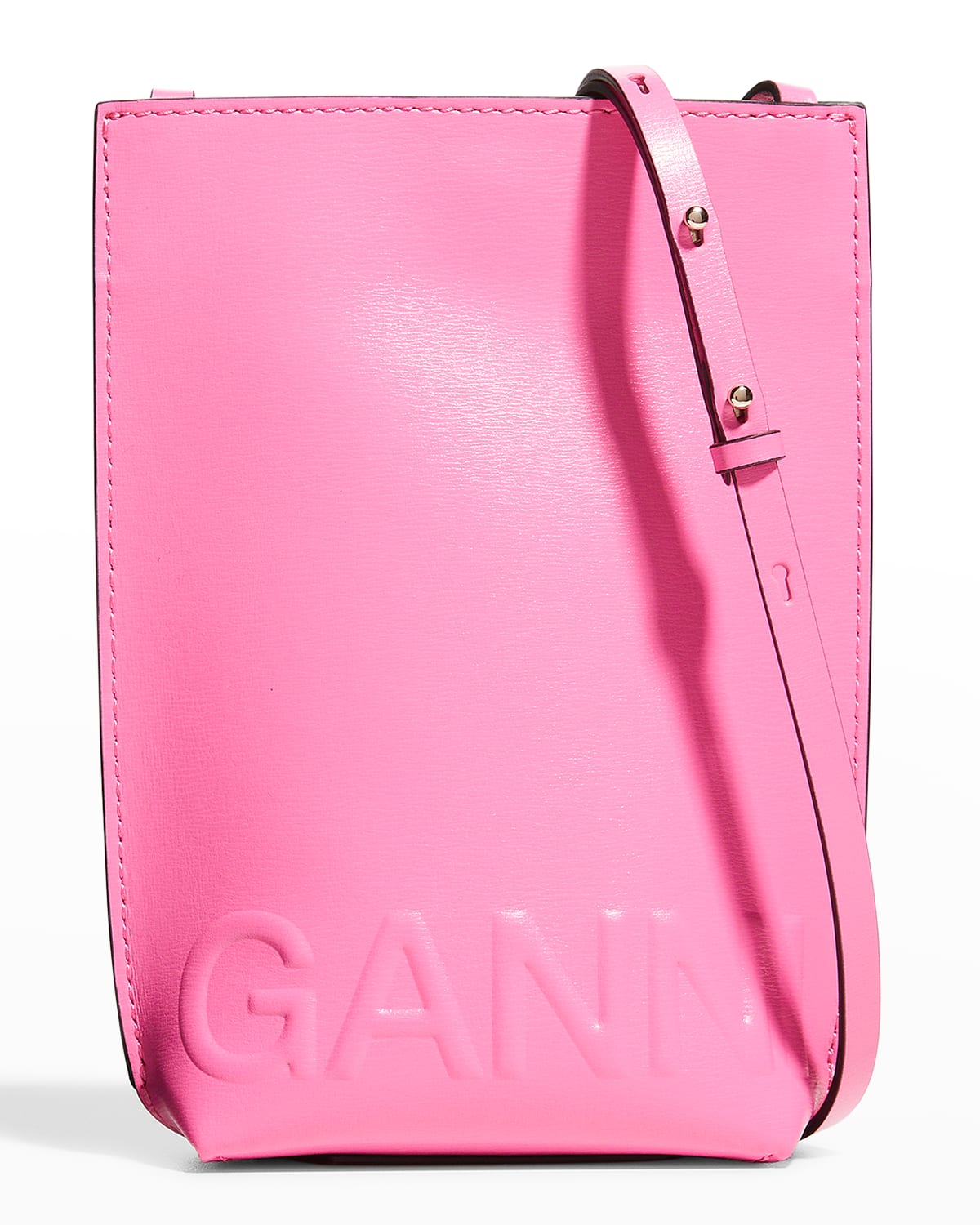 Ganni Banner Slim Recycled Leather Crossbody Bag In Carmine Rose ModeSens