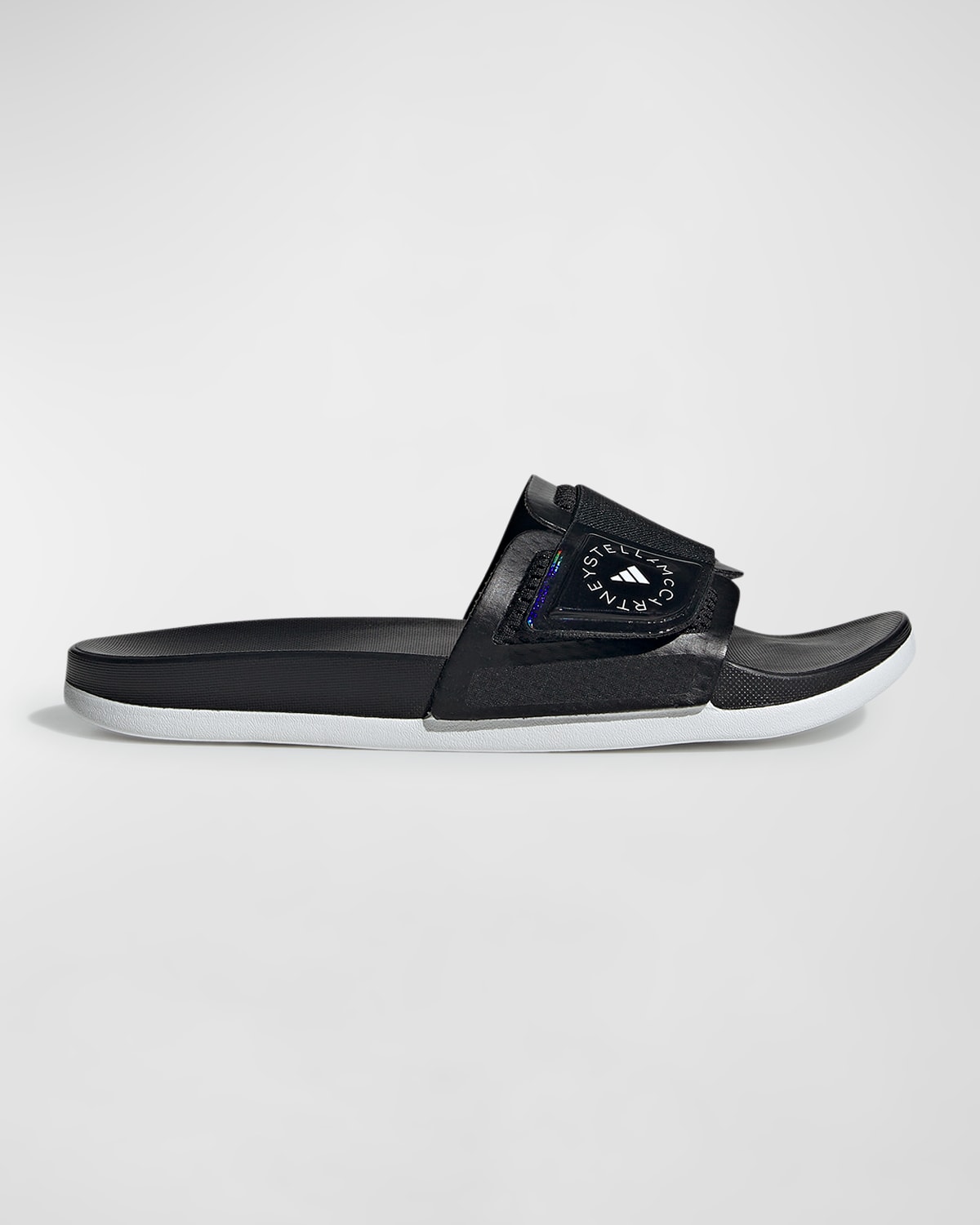 Shop Adidas By Stella Mccartney Asmc Logo Slide Sandals In Black