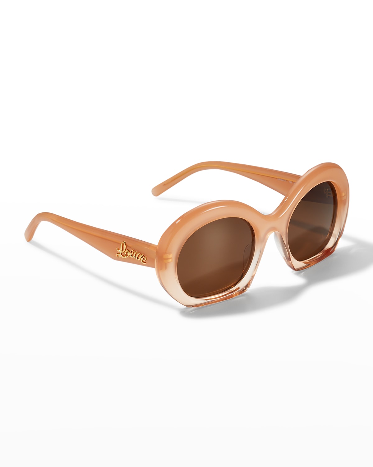 Loewe Logo Vintage Round Acetate Sunglasses In 72e Shiny Pink /