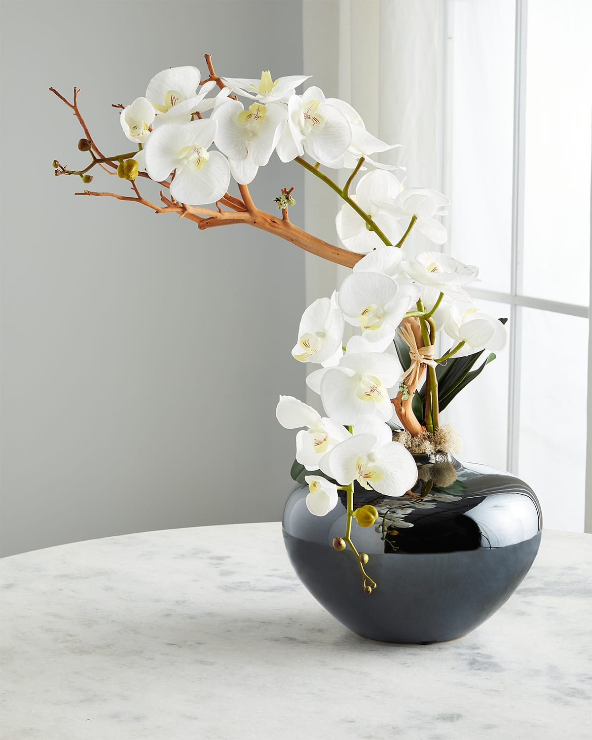 Shop John-richard Collection Black Pearl Faux-floral Arrangement In White