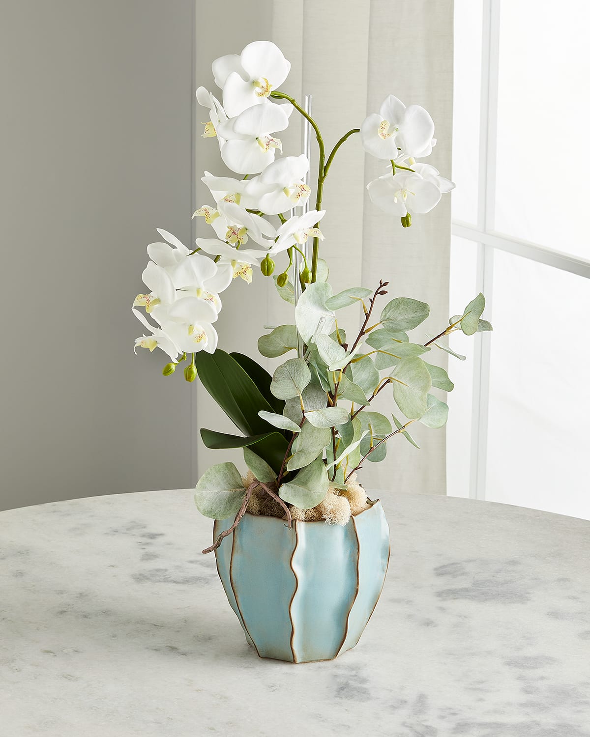 Shop John-richard Collection Seafoam Orchids Faux-floral Arrangement In White