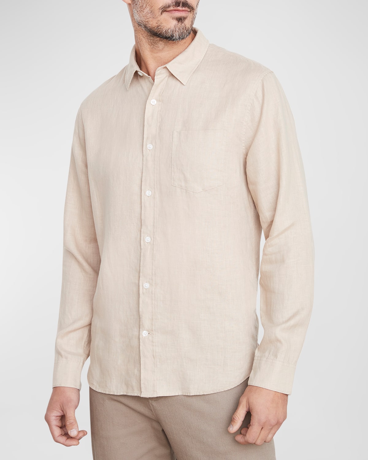 Vince Linen Button-up Shirt In Nocolor