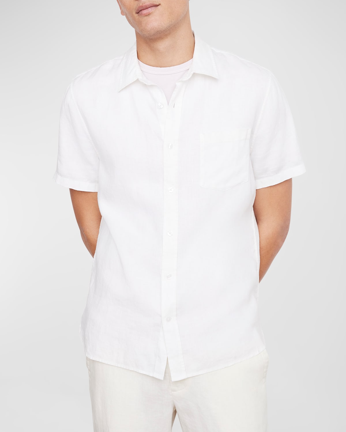 Vince Men's Linen Sport Shirt In Optic White