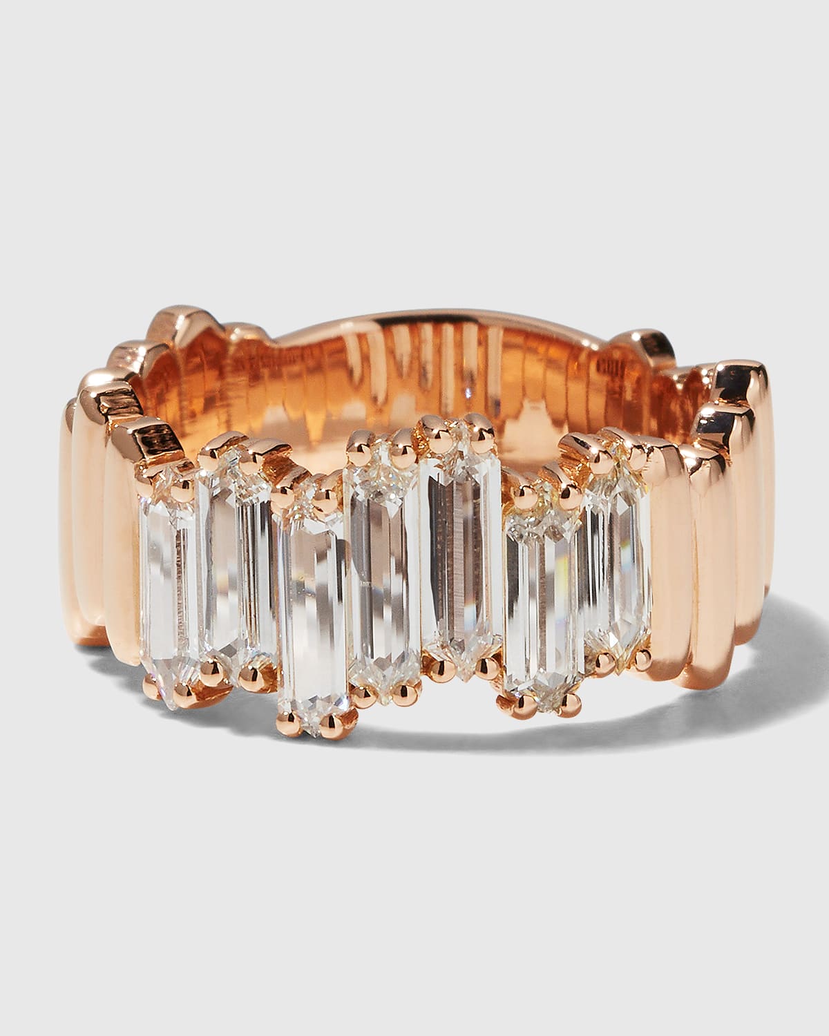 Suzanne Kalan Rose Gold White Diamond Baguette Band ModeSens