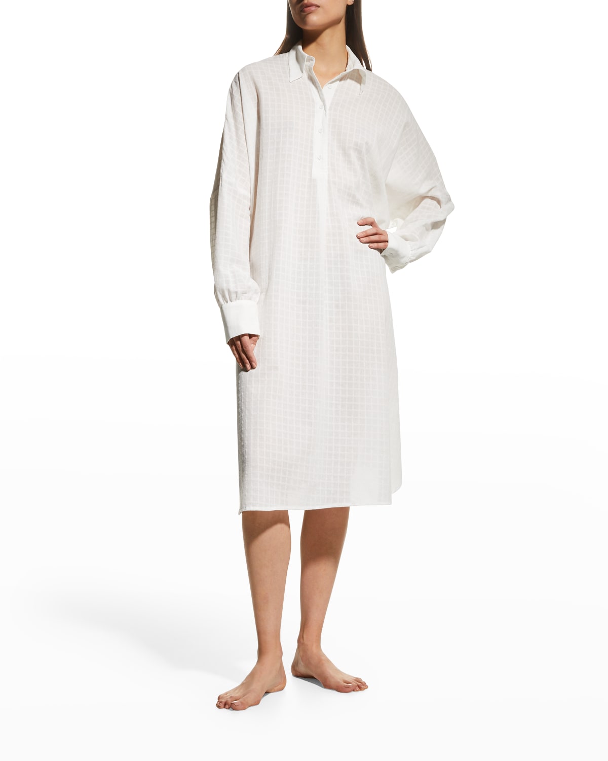 Andine Lalo Oversized Check Shirtdress In White