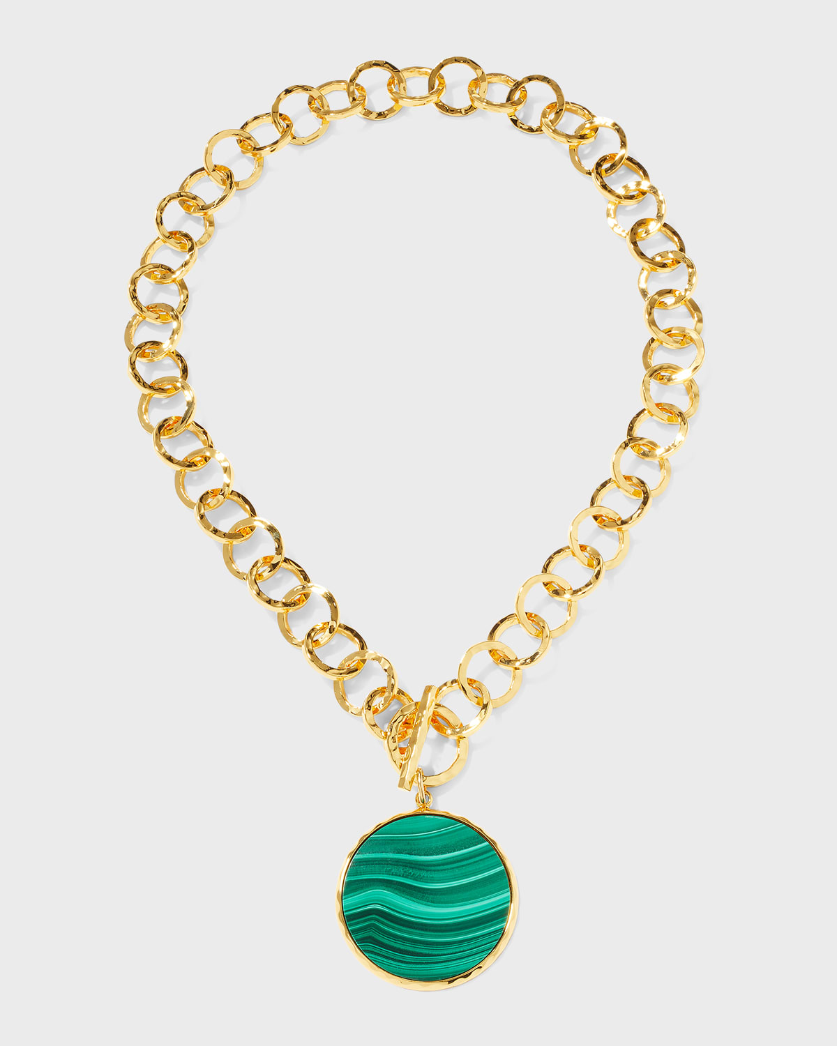 Malachite Pendant on Chain Necklace