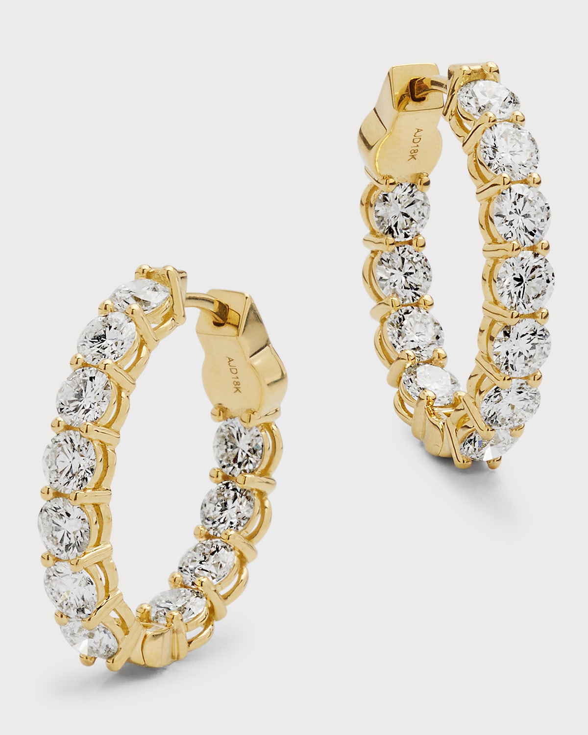 Neiman Marcus Diamonds 18k Yellow Gold Gh/si Diamond Oval-shaped Earrings, 0.75"l