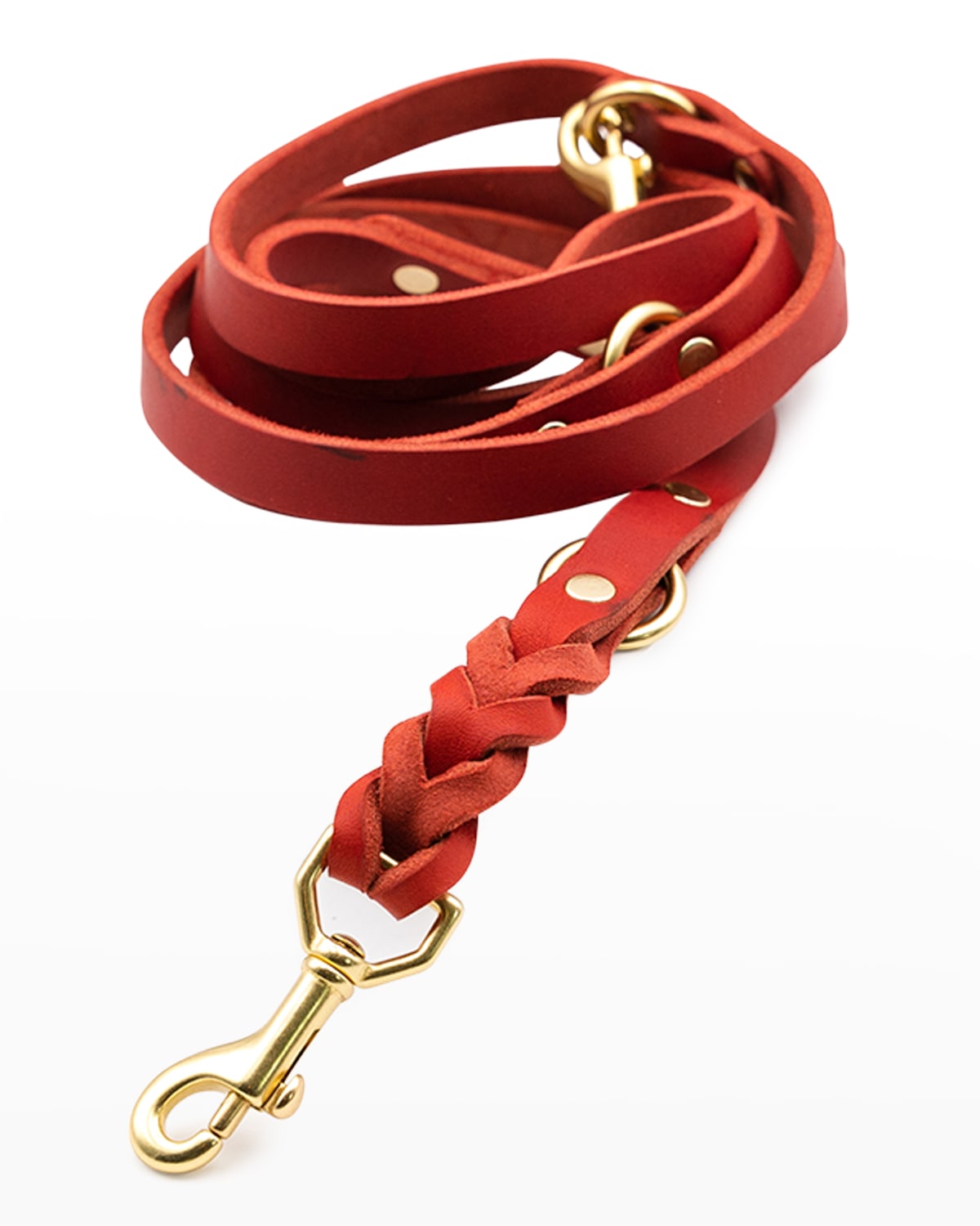 Gianni Cooling Essential Leather Dog Leash - Regular (25 Lbs. & Up) In Red