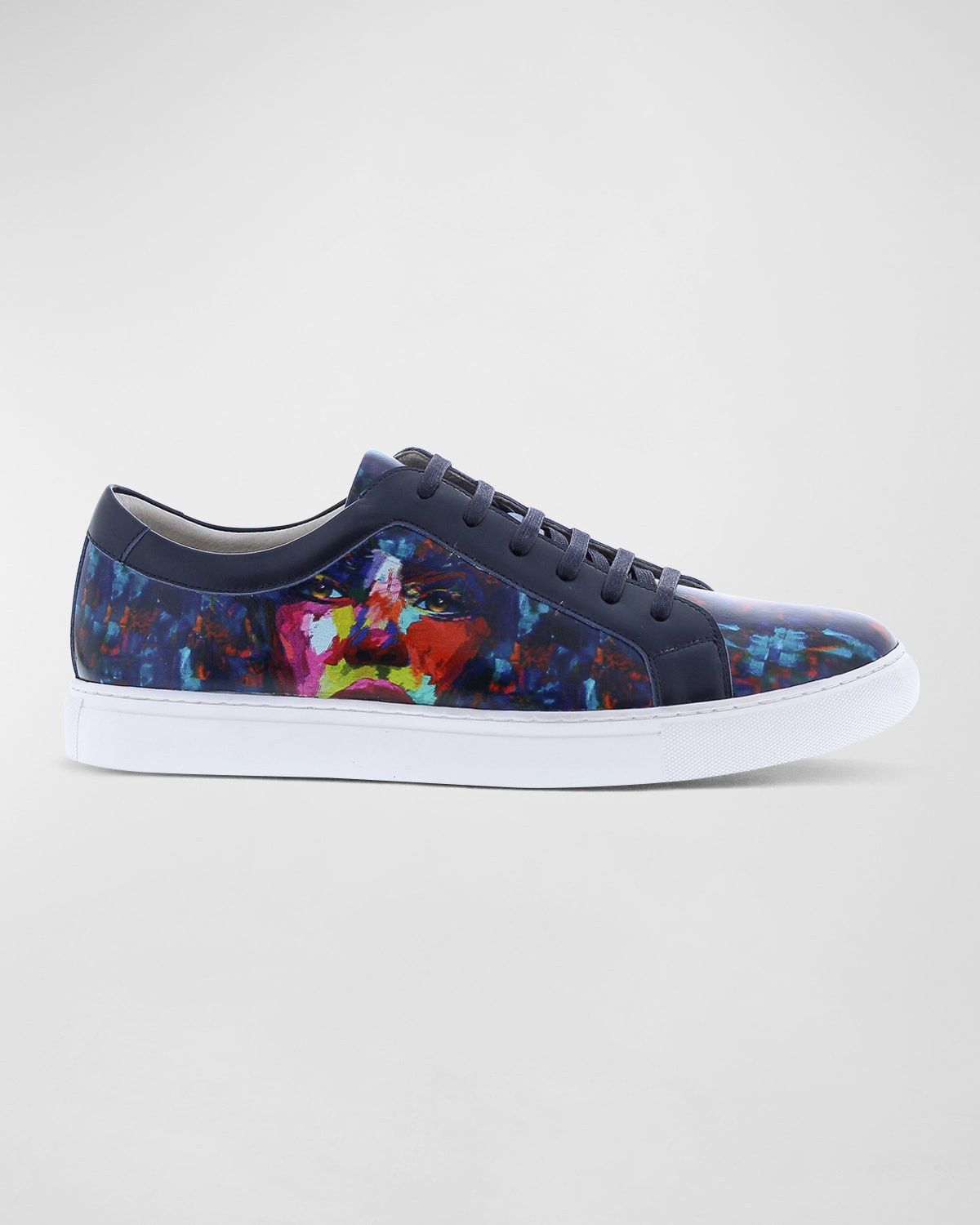 Men's Painted Leather Low-Top Sneakers